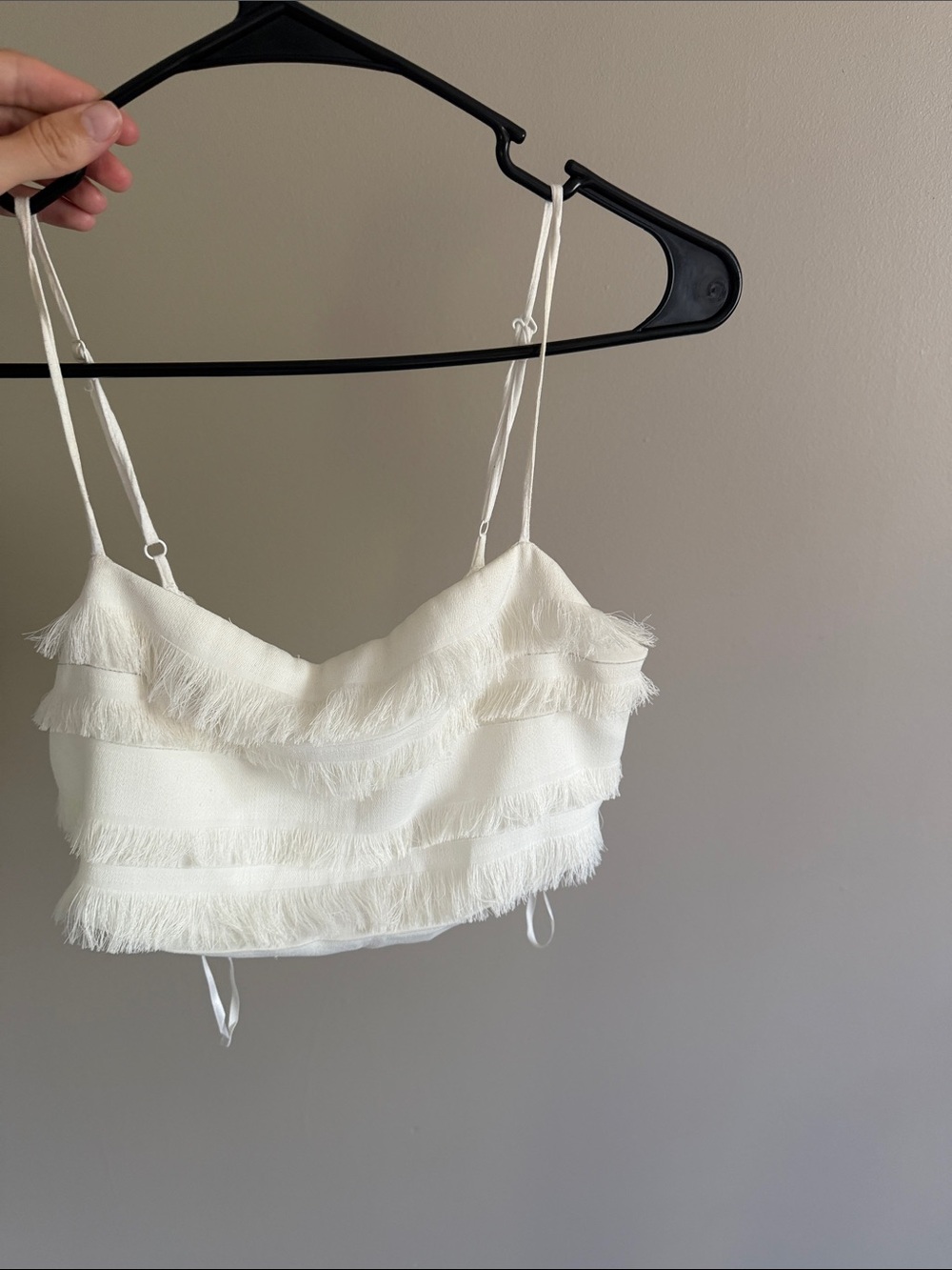 Princess Polly White Fringe Tiered Cropped Cami